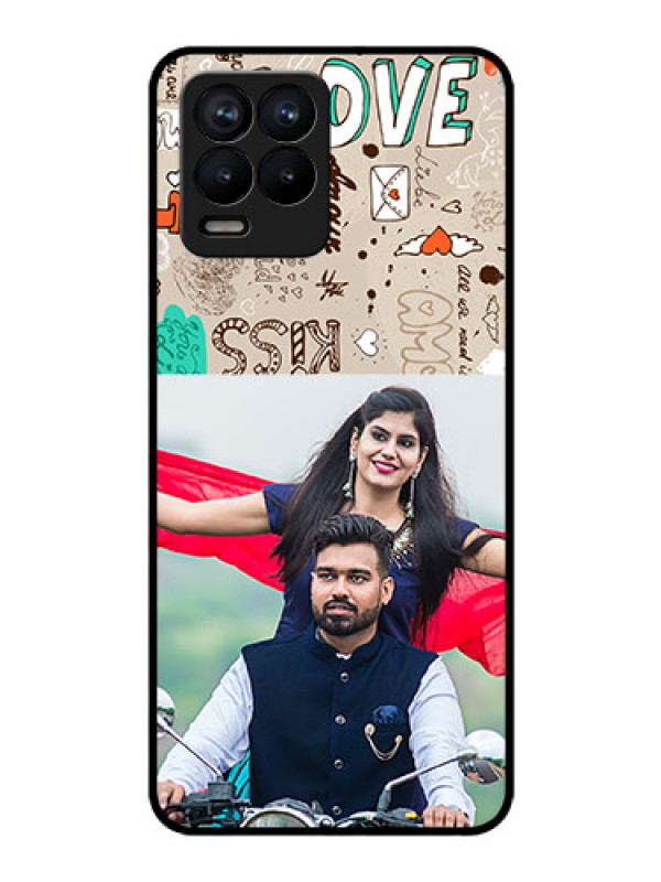 Custom Realme 8 Custom Glass Phone Case - Love Doodle Pattern 