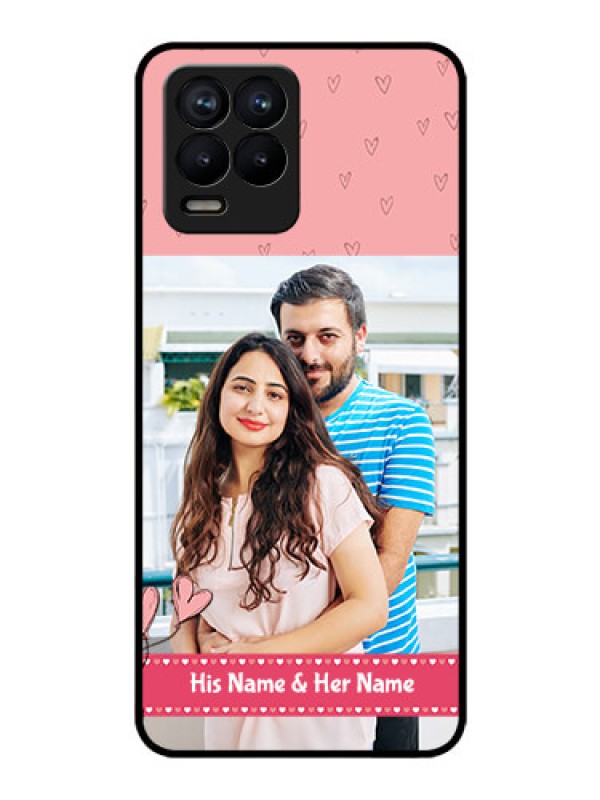 Custom Realme 8 Personalized Glass Phone Case - Love Design Peach Color