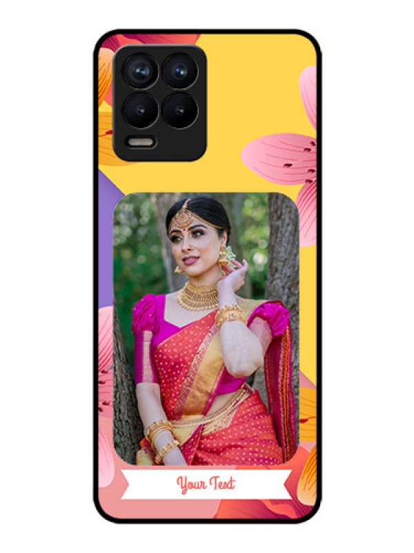 Custom Realme 8 Custom Glass Mobile Case - 3 Image With Vintage Floral Design