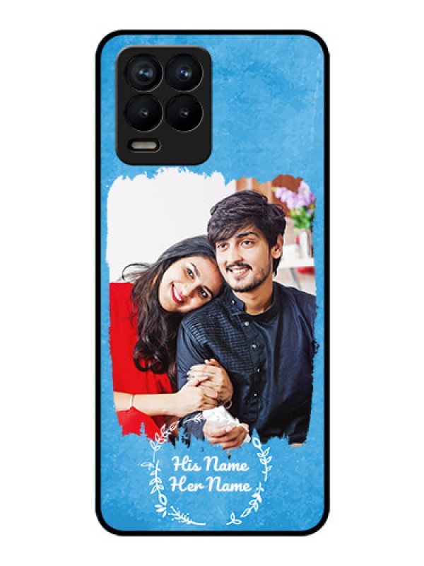 Custom Realme 8 Custom Glass Phone Case - Blue Color Vintage Design