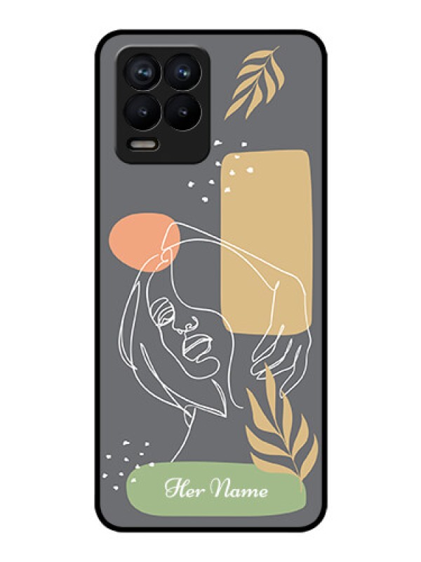 Custom Realme 8 Custom Glass Phone Case - Gazing Woman line art Design