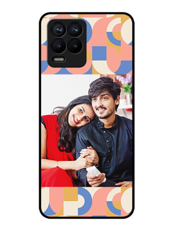 Custom Realme 8 Photo Printing on Glass Case - Semi-circle Maze Pattern Design