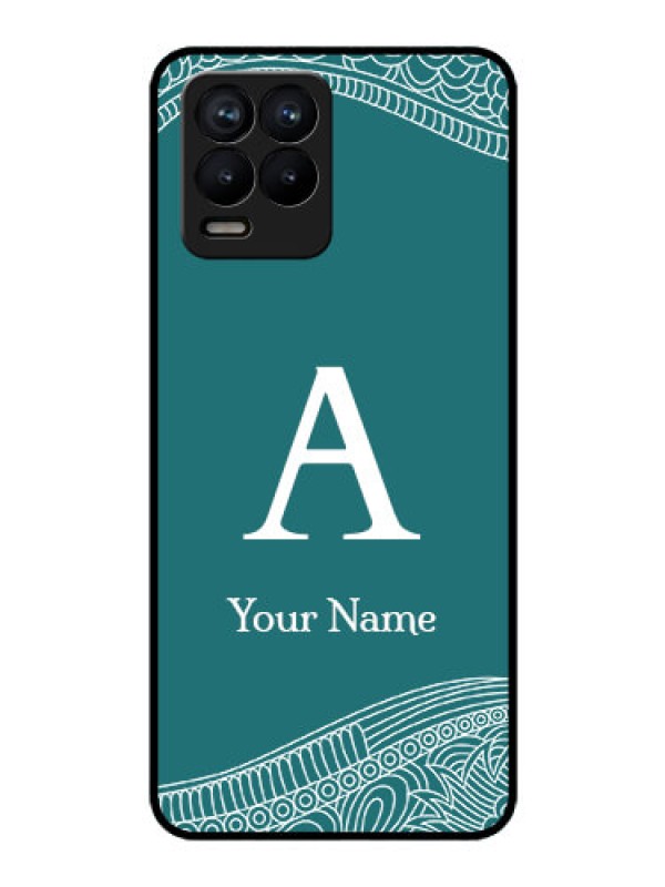 Custom Realme 8 Personalized Glass Phone Case - line art pattern with custom name Design