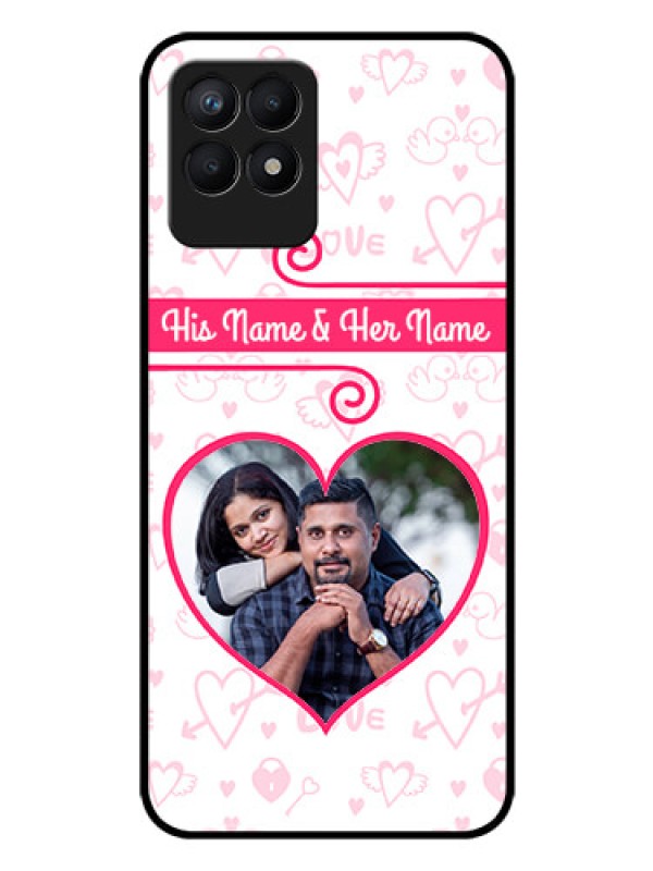 Custom Realme 8i Personalized Glass Phone Case - Heart Shape Love Design