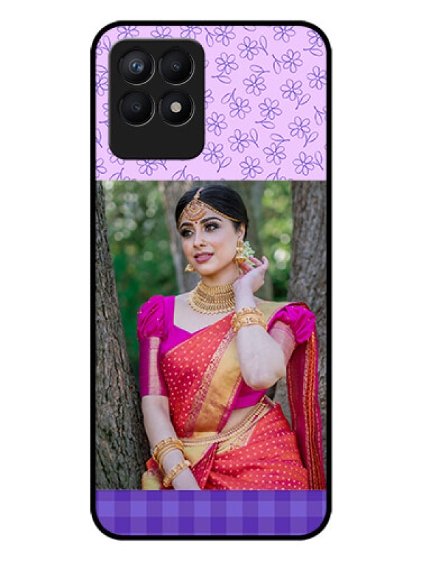 Custom Realme 8i Custom Glass Phone Case - Purple Floral Design