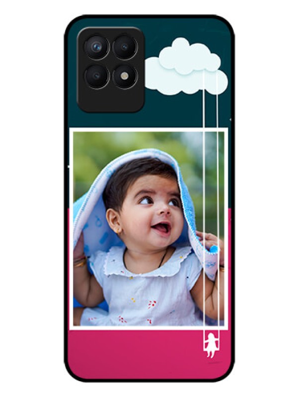 Custom Realme 8i Custom Glass Phone Case - Cute Girl with Cloud Design