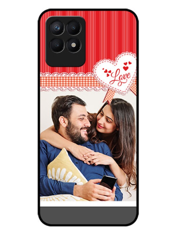 Custom Realme 8i Custom Glass Mobile Case - Red Love Pattern Design