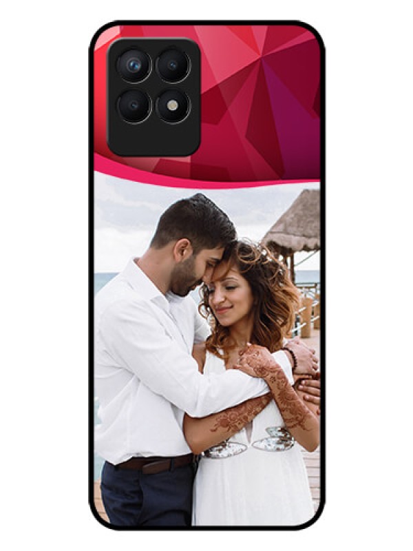 Custom Realme 8i Custom Glass Mobile Case - Red Abstract Design