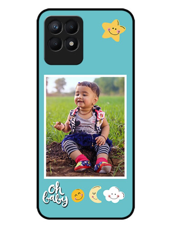 Custom Realme 8i Personalized Glass Phone Case - Smiley Kids Stars Design