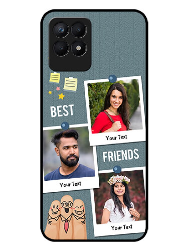 Custom Realme 8i Personalized Glass Phone Case - Sticky Frames and Friendship Design