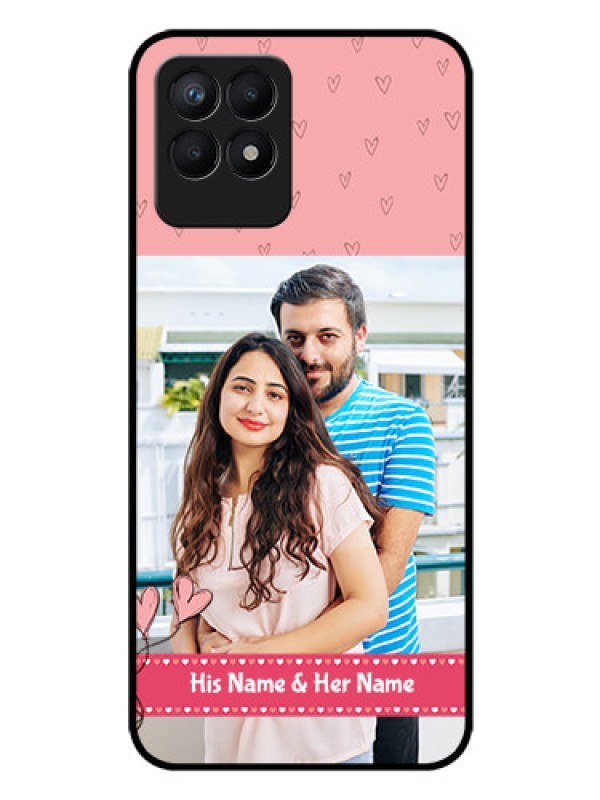 Custom Realme 8i Personalized Glass Phone Case - Love Design Peach Color