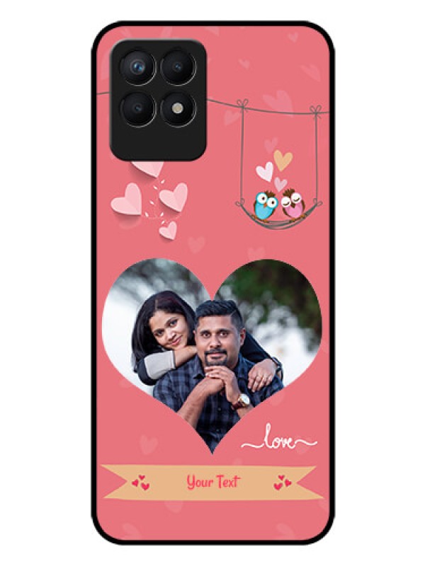 Custom Realme 8i Personalized Glass Phone Case - Peach Color Love Design