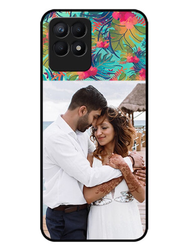 Custom Realme 8i Photo Printing on Glass Case - Watercolor Floral Design