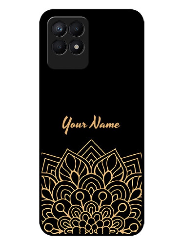 Custom Realme 8i Custom Glass Phone Case - Golden mandala Design