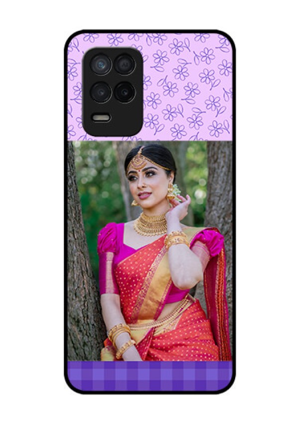 Realme 8s 5G Custom Glass Phone Case - Purple Floral Design