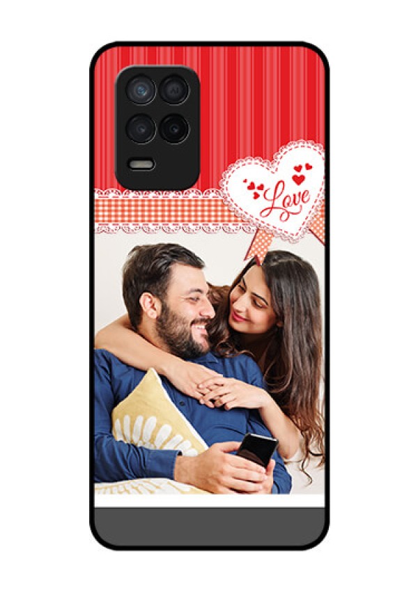 Realme 8s 5G Custom Glass Mobile Case - Red Love Pattern Design