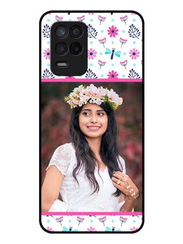 Custom Realme 8s 5G Photo Printing on Glass Case - Colorful Flower Design