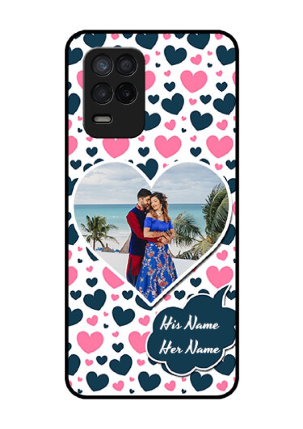 Realme 8s 5G Custom Glass Phone Case - Pink & Blue Heart Design