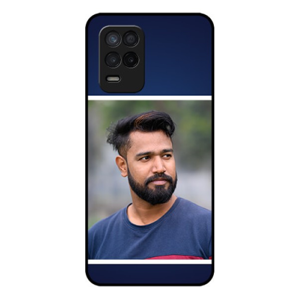 Realme 8s 5G Personalized Glass Phone Case - Simple Royal Blue Design Realme 8s 5G Personalized Glass Phone Case - Simple Royal Blue Design