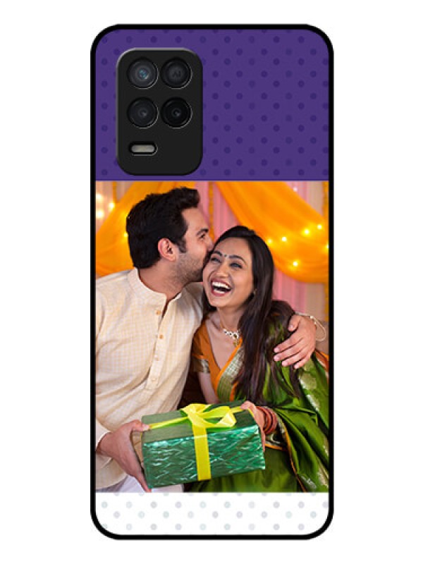 Custom Realme 8s 5G Personalized Glass Phone Case - Violet Pattern Design