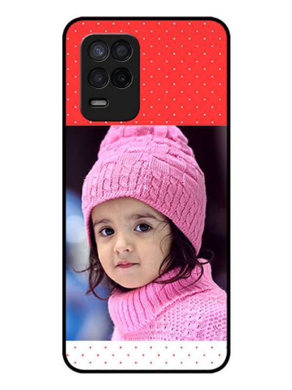 Custom Realme 8s 5G Photo Printing on Glass Case - Red Pattern Design