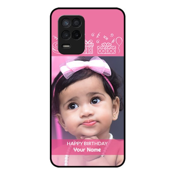 Realme 8s 5G Photo Printing on Glass Case - with Birthday Line Art Design Realme 8s 5G Photo Printing on Glass Case - with Birthday Line Art Design