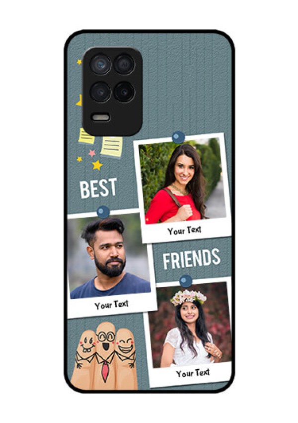 Realme 8s 5G Personalized Glass Phone Case - Sticky Frames and Friendship Design