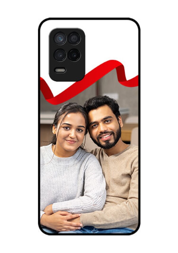Realme 8s 5G Photo Printing on Glass Case - Red Ribbon Frame Design