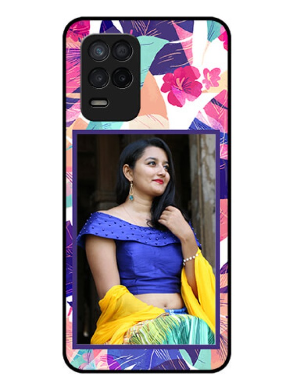 Custom Realme 8s 5G Custom Glass Mobile Case - Abstract Floral Design