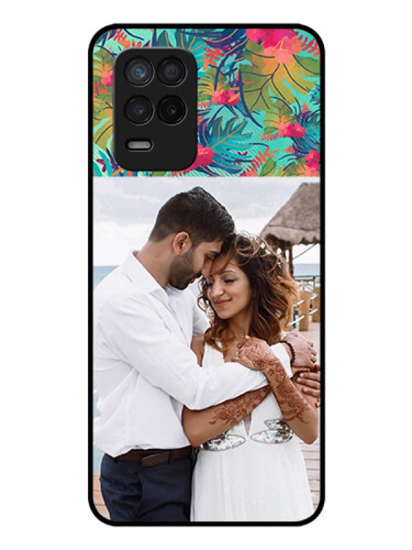 Custom Realme 8s 5G Photo Printing on Glass Case - Watercolor Floral Design