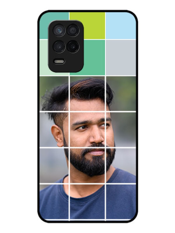 Custom Realme 8s 5G Photo Printing on Glass Case - with white box pattern 