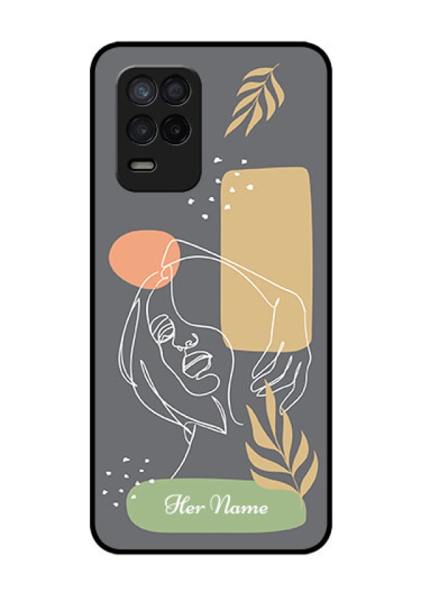 Realme 8s 5G Custom Glass Phone Case - Gazing Woman line art Design