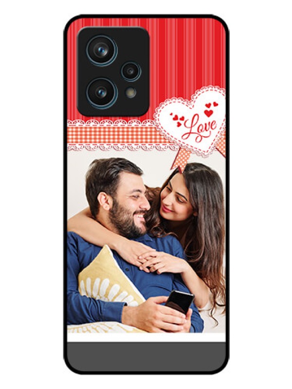 Custom Realme 9 4G Custom Glass Mobile Case - Red Love Pattern Design