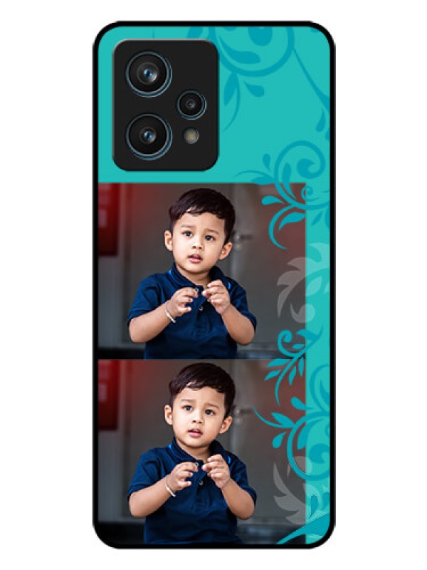 Custom Realme 9 4G Personalized Glass Phone Case - with Photo and Green Floral Design