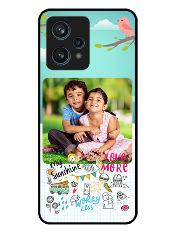 Custom Realme 9 4G Photo Printing on Glass Case - Doodle love Design