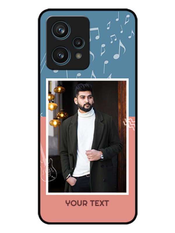 Custom Realme 9 4G Photo Printing on Glass Case - with Color Musical Note Design