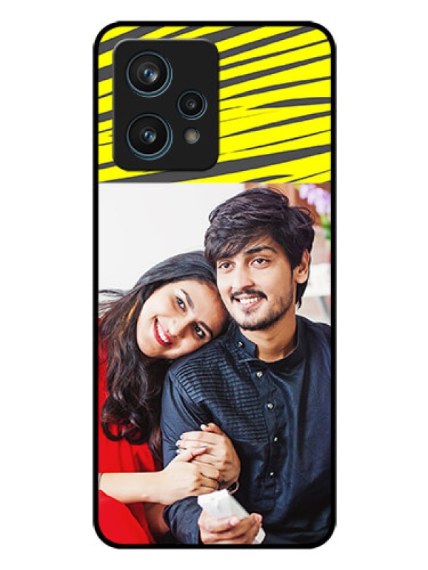 Custom Realme 9 4G Photo Printing on Glass Case - Yellow Abstract Design