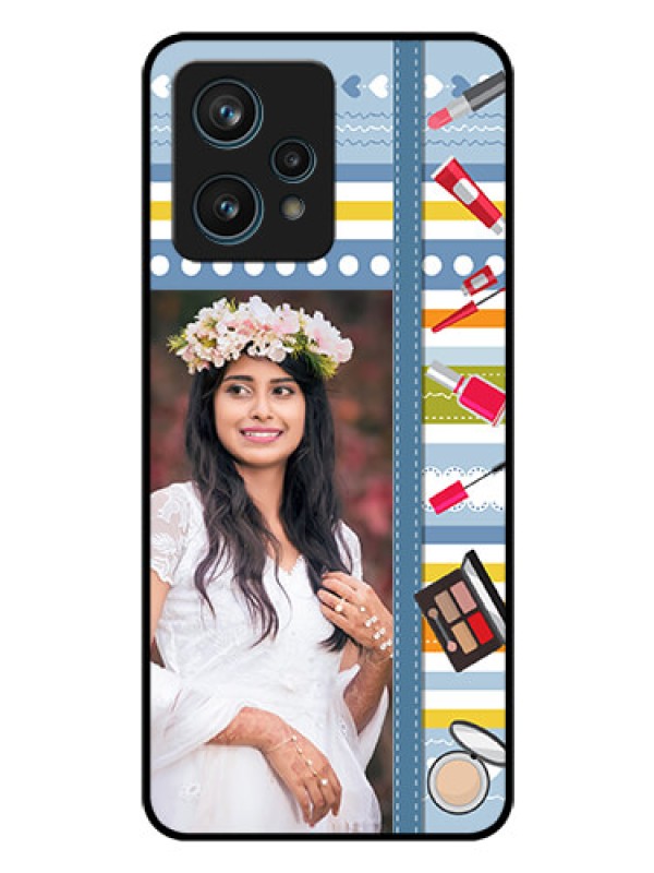 Custom Realme 9 4G Personalized Glass Phone Case - Makeup Icons Design