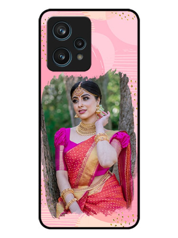 Custom Realme 9 4G Personalized Glass Phone Case - Gold Glitter Splash Design