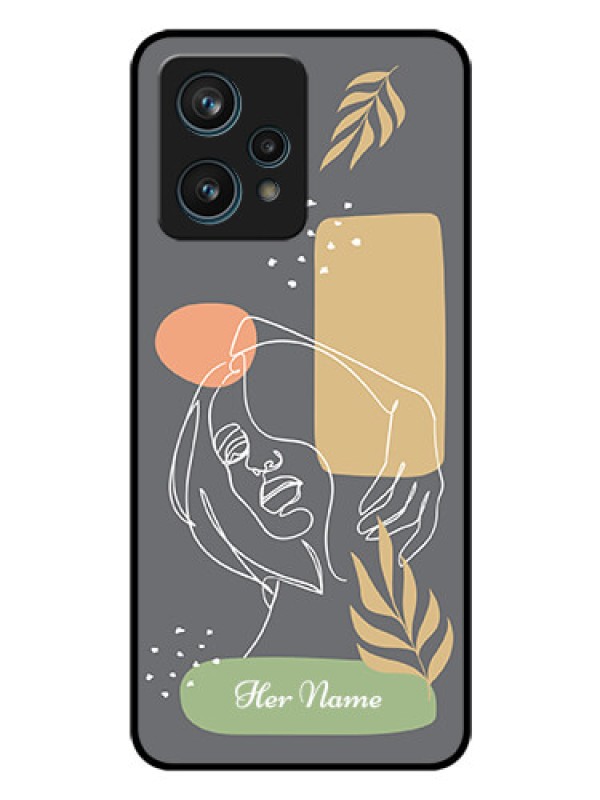 Custom Realme 9 4G Custom Glass Phone Case - Gazing Woman line art Design