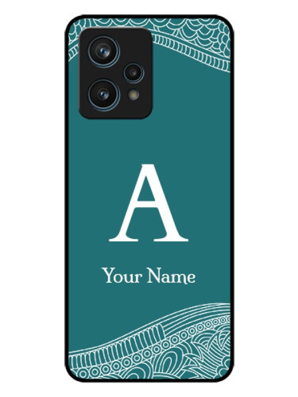 Custom Realme 9 4G Personalized Glass Phone Case - line art pattern with custom name Design