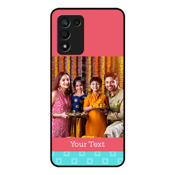Realme 9 5G Speed Edition Personalized Glass Phone Case - Peach & Blue Color Design Realme 9 5G Speed Edition Personalized Glass Phone Case - Peach & Blue Color Design