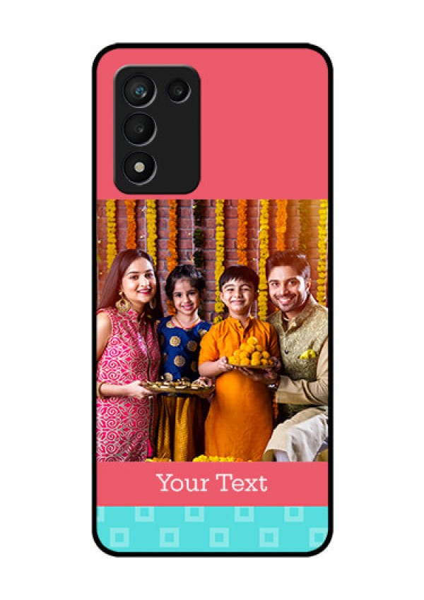 Realme 9 5G Speed Edition Personalized Glass Phone Case - Peach & Blue Color Design