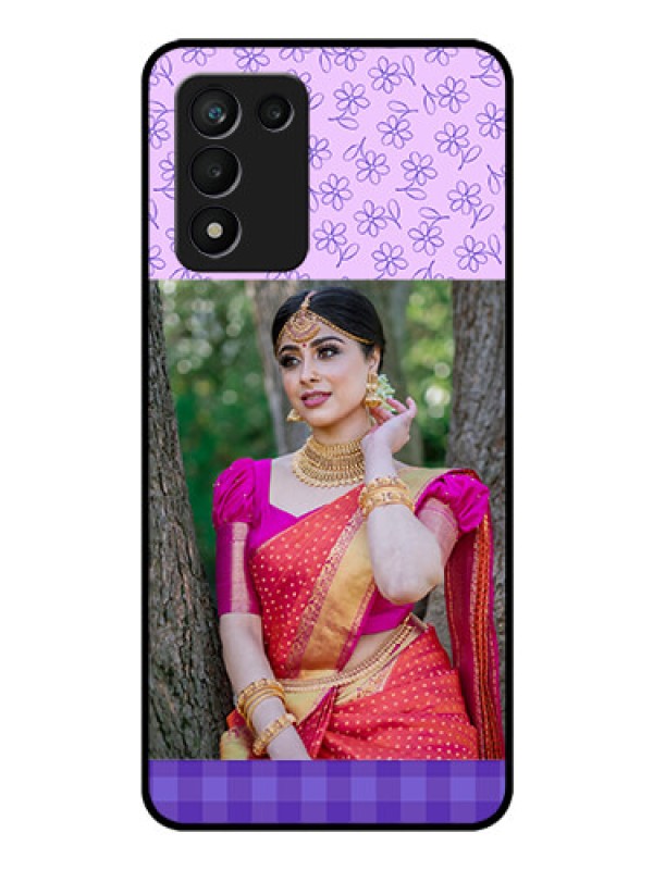 Custom Realme 9 5G Speed Edition Custom Glass Phone Case - Purple Floral Design