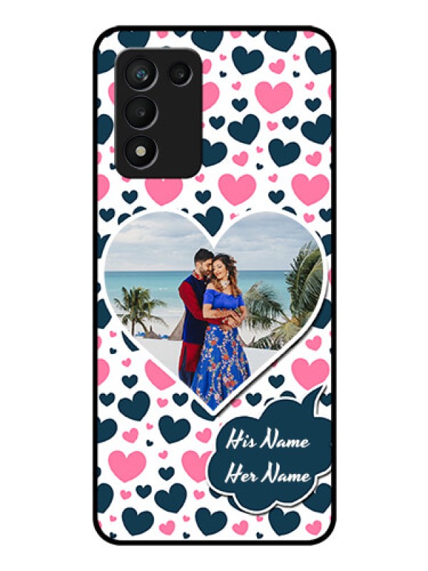 Custom Realme 9 5G Speed Edition Custom Glass Phone Case - Pink & Blue Heart Design