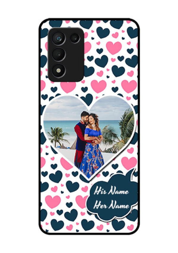 Realme 9 5G Speed Edition Custom Glass Phone Case - Pink & Blue Heart Design