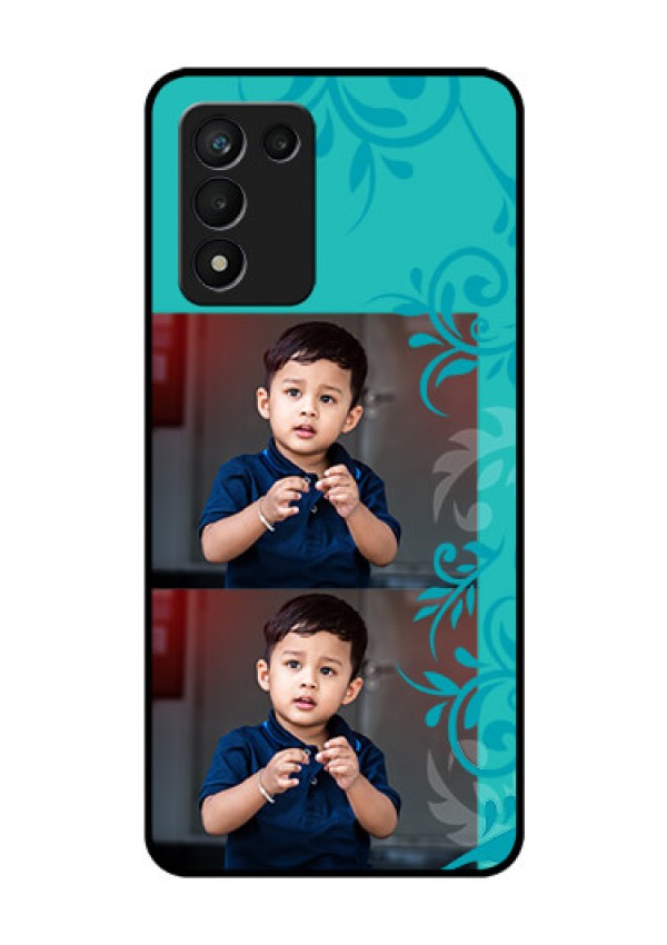 Realme 9 5G Speed Edition Personalized Glass Phone Case - with Photo and Green Floral Design