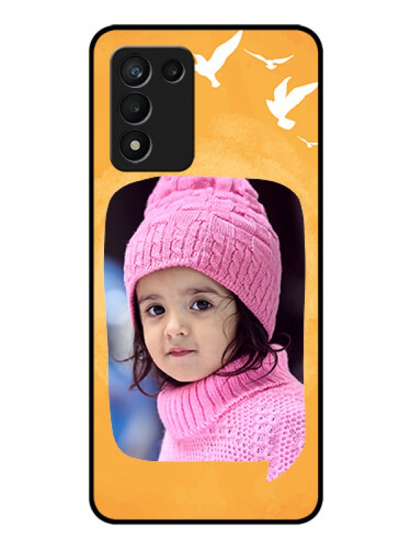 Custom Realme 9 5G Speed Edition Personalized Glass Phone Case - Water Color Design with Bird Icons