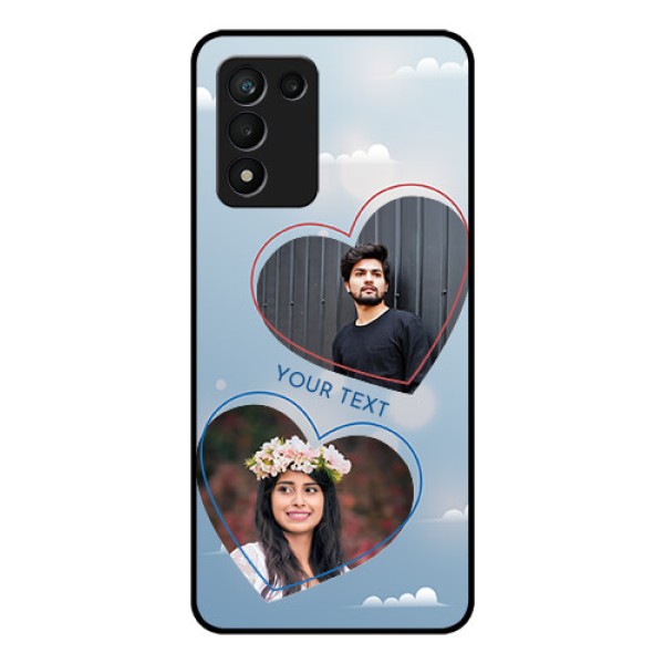 Realme 9 5G Speed Edition Custom Glass Mobile Case - Blue Color Couple Design Realme 9 5G Speed Edition Custom Glass Mobile Case - Blue Color Couple Design