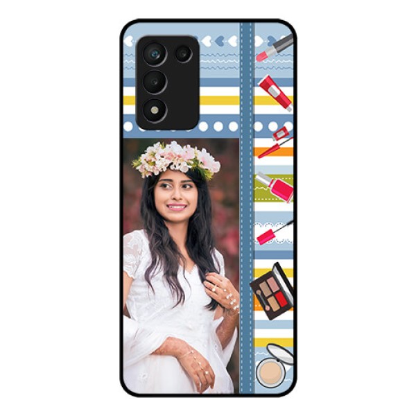 Realme 9 5G Speed Edition Personalized Glass Phone Case - Makeup Icons Design